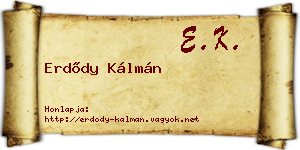 Erdődy Kálmán névjegykártya